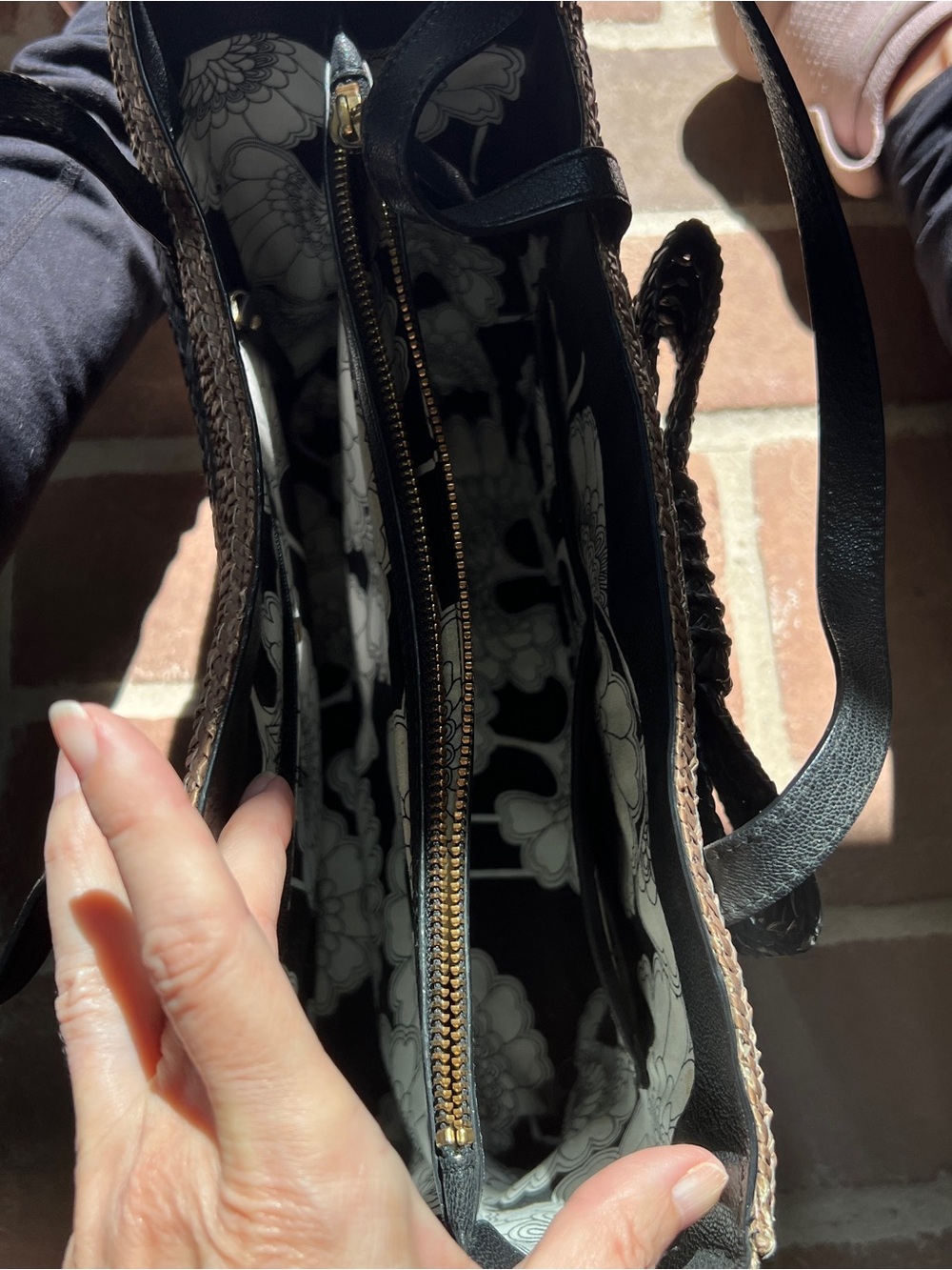 kate spade Black and Tan Striped Woven Tote - Picture 6 of 6